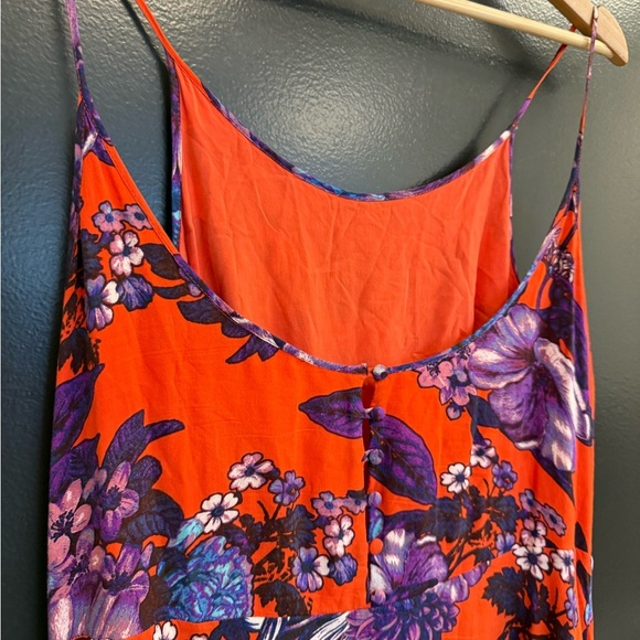 Free People size 10 EUC Orange and Blue Spaghetti Strap midi/maxi dress - Picture 7 of 15